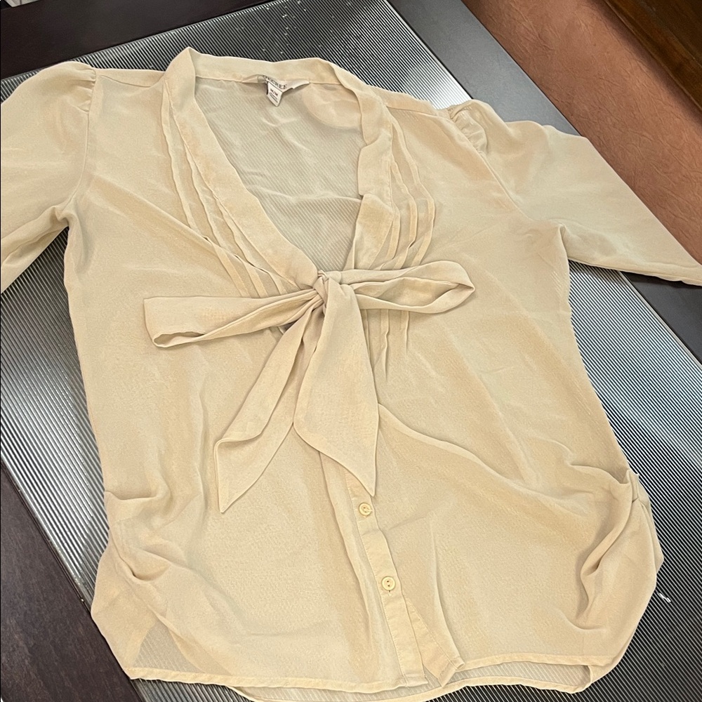 Decree Cream Blouse with Bow Accent